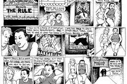 Comic strip by Alison Bechdel entitled "The Rule" from her series Dykes To Watch Out For