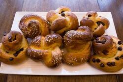 Browned Butter Chocolate Chip Challah Roles, Plated photo