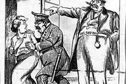 Yiddish Cartoon on Emma Goldman's Advocacy of Free Access to Birth Control, February 18, 1916