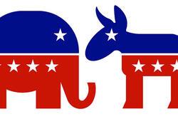 Republican Elephant and Democrat Donkey