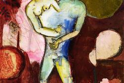 Chagall's Hommage à Apollinaire - woman and man's body merged together