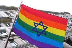 Jewish GLBT Flag Displayed from a Warsaw Building