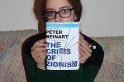 Rising Voices Fellow Maya Jodidio Holding "The Crisis of Zionism"