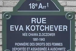 Plaque for Eva Kotchever Street in Paris