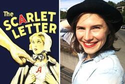 Composite Image of Amanda Knox and the Scarlet Letter Cover from 1934