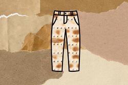 Collage of pants with matzah texture