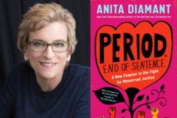 Anita Diamant and book cover ("Period. End of Sentence")