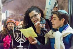 April Baskin at a Black Lives Matter Hanukkah Action