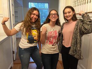 Three RVF Fellows in Feminist T-shirts