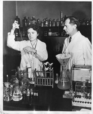 Dr. Gerty Theresa Radnitz Cori and Carl Ferdinand Cori in the Lab