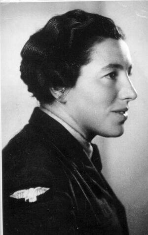 Black-and-white side portrait of Havivah Reik in uniform