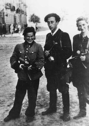 Abba Kovner, Rozka Korczak, and Vitka Kempner-Kover, Vilna, July 1944