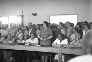 Golda Meyerson (Meir) at Histadrut Headquarters, May 29, 1946