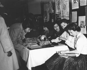 Registration for the 1954 TABS Conference with B'nai B'rith Girls at Freedom House