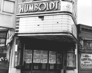 Humboldt Theatre Marquee Advertising with Posters for Chanukah Festival