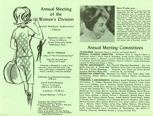 Flyer for Betty Friedan's 1963 Presentation in Detroit 