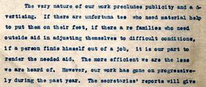 Excerpts from Gertrude Weil's Annual Report as President of the Goldsboro Bureau of Social Service - page 1, excerpt B