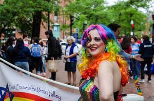 Participant with Banner at the Boston Pride Parade, 2013