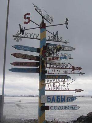 Signpost at Vernadsky Station