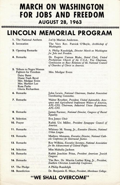 March on Washington Program, August 28, 1963