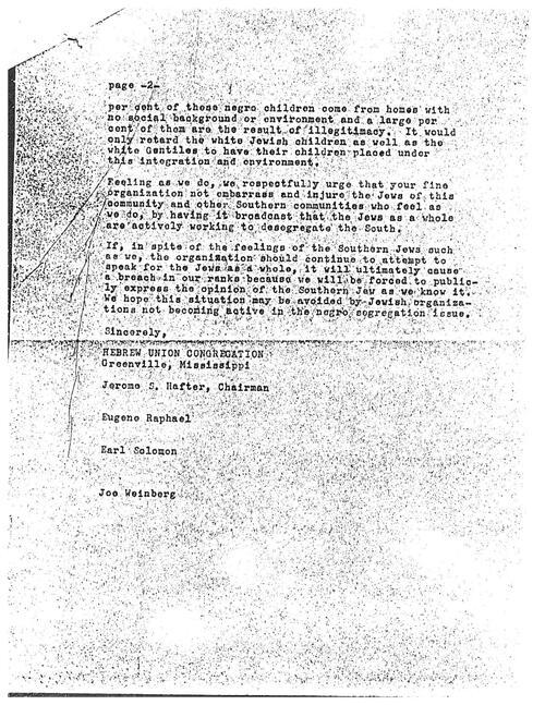 Letter from Hebrew Union Congregation from Rabbi Eisendrath, May 1, 1956, page 2 of 2