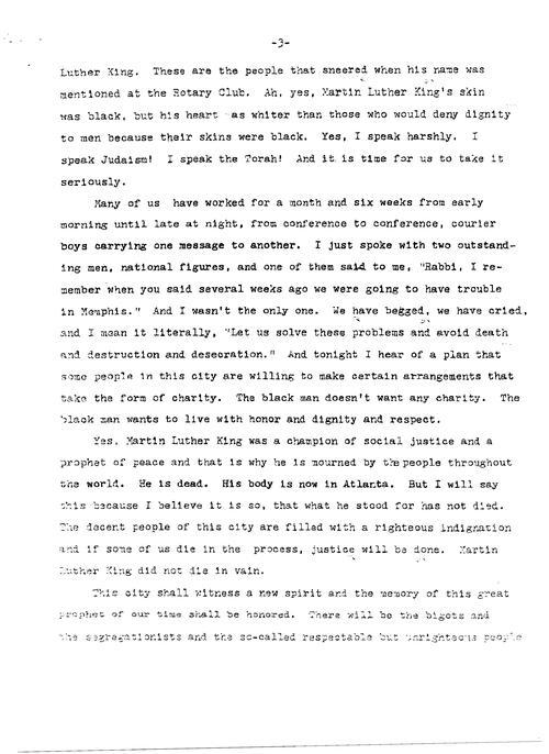 Rabbi James Wax's Sermon on Dr. Martin Luther King Jr., 1968, Page 3