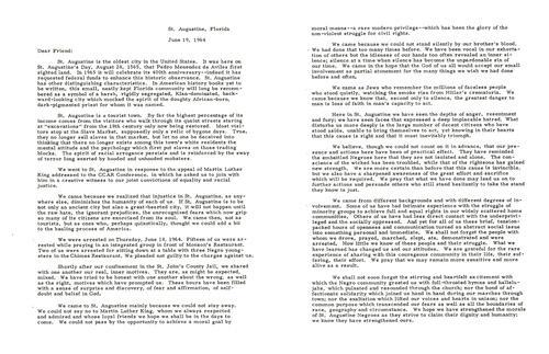 "Why We Went: A Joint Letter from the Rabbis Arrested in St. Augustine," June 19, 1964, page 2 of 3