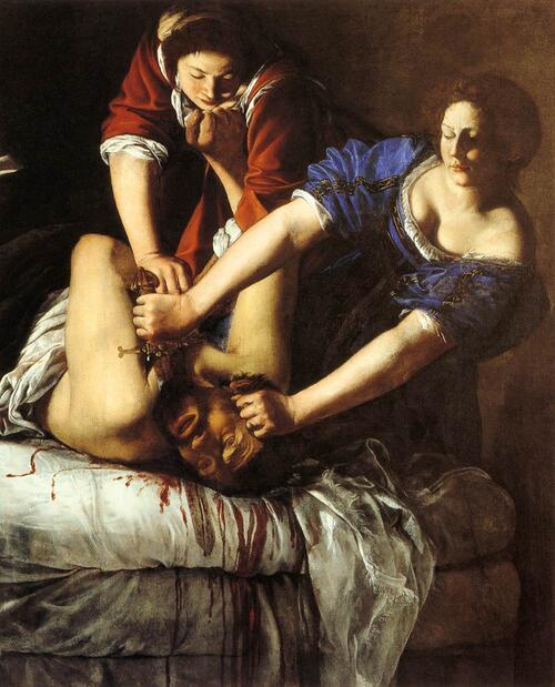 "Judith Slaying Holofernes" by Artemisia Gentileschi, circa 1614-20