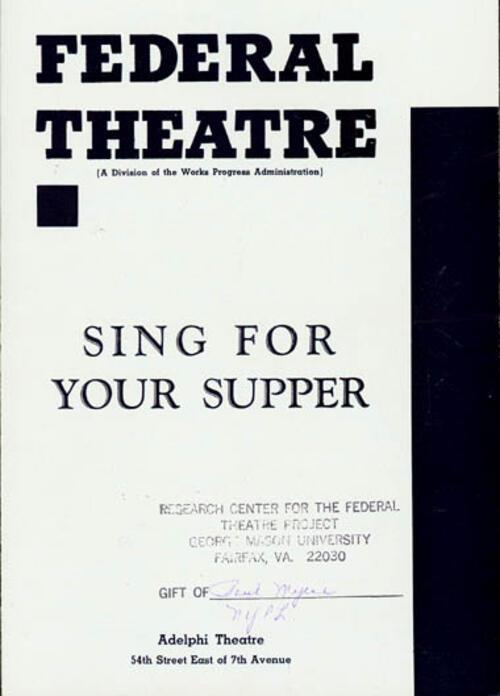 Federal Theatre Project's Sing for Your Supper, Page 1