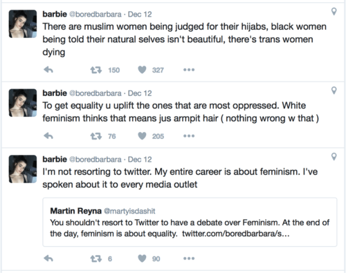 Sampling of Barbie Ferreira's Tweets