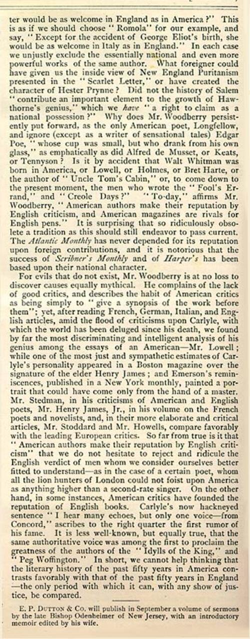 "The Critic" Essay on American Literature by Emma Lazarus, June 18, 1881 (Page 2 of 2)