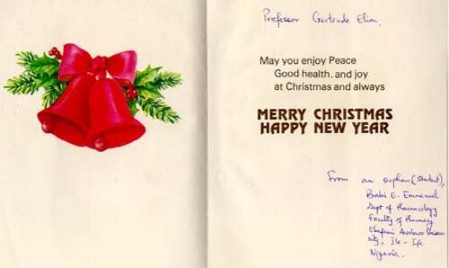 Letter from Babi E. Emmanuel to Gertrude Elion, December 2, 1991, page 1