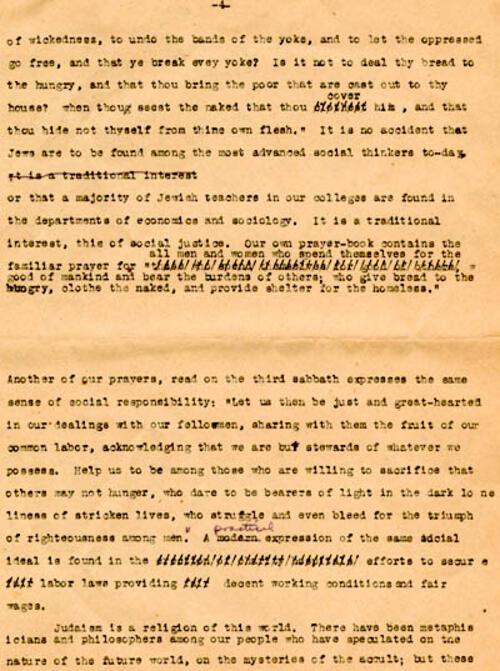 Gertrude Weil's Speech at Beth Or Temple Sisterhood Sabbath, Raleigh, NC, May 12, 1944, page 4