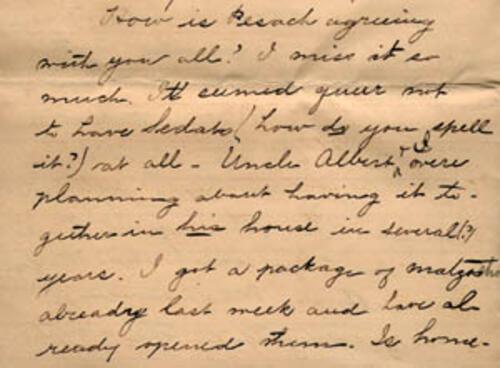 Letter from Gertrude Weil to her Family, March 29, 1896 - excerpt from page 4