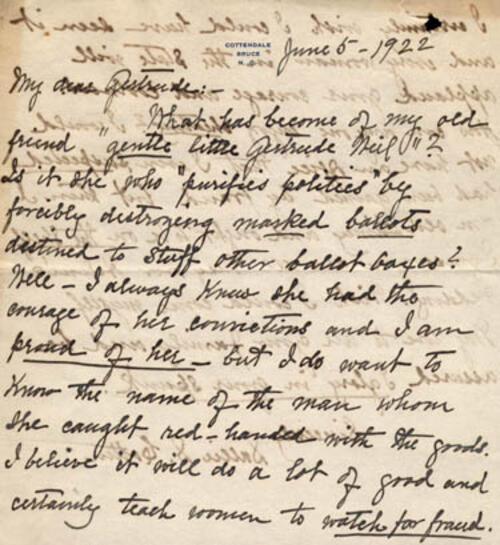Letter from Sallie Southall Cotten to Gertrude Weil, June 5, 1922, page 1