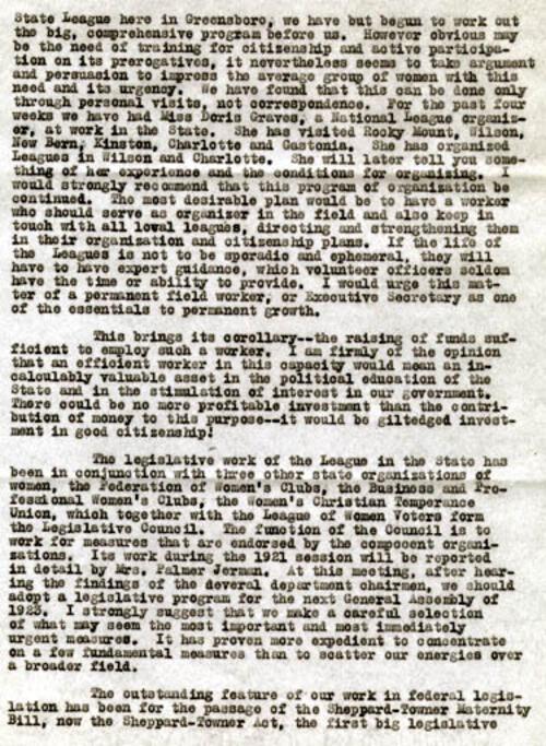 Minutes of the Second Annual Convention of the North Carolina League of Women Voters, February 16, 1922, page 3