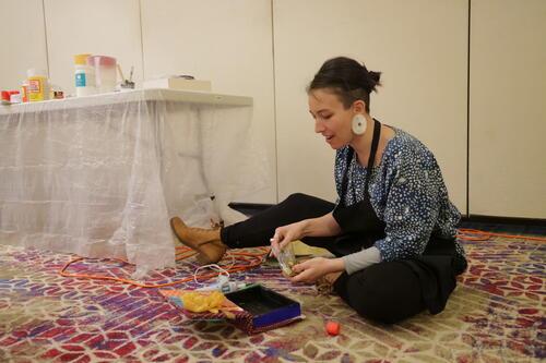 Eleni Zimiles creating art at Artful Disclosure Facilitators' Workshop