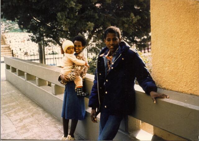 Ethiopian Jewish family shortly after immigrating to Israel. Around 1980.
