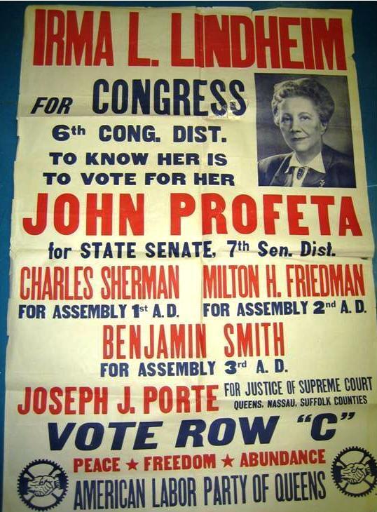 Irma Lindheim for Congress Poster