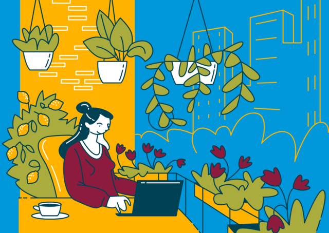 Illustration of woman working from home