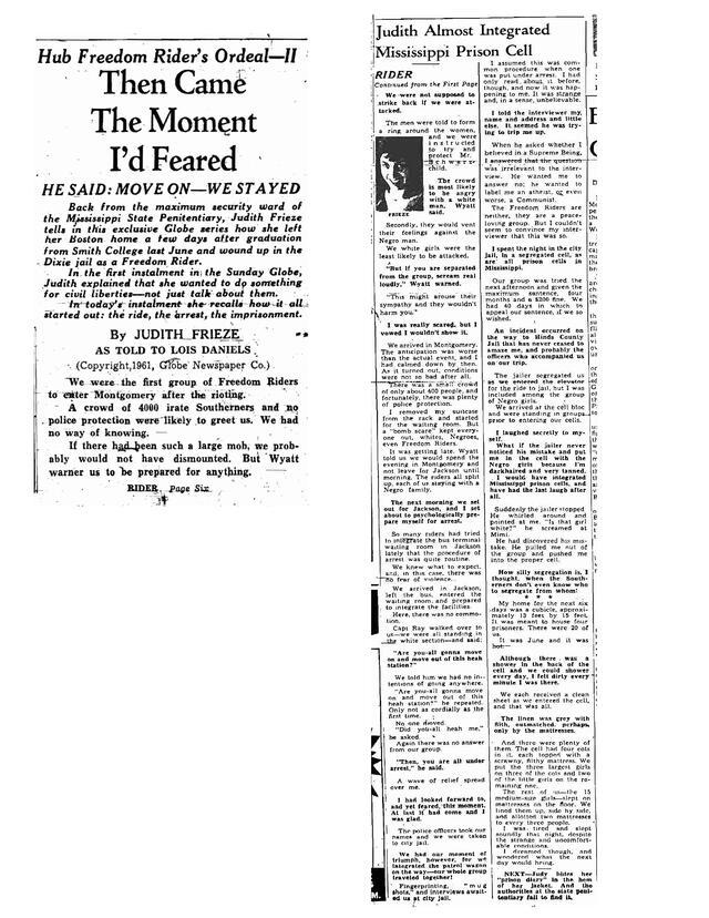 "Then Came the Moment I Feared," Boston Globe, July 31, 1961