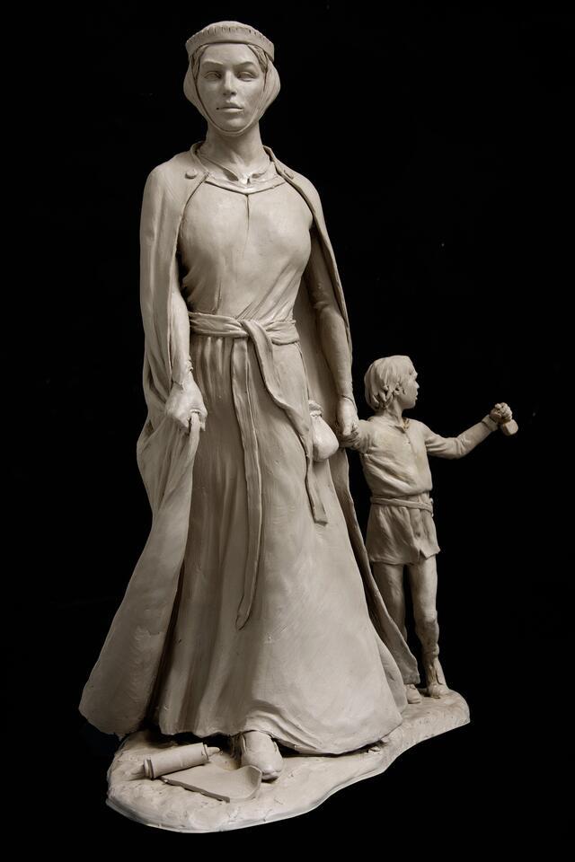A maquette of Licoricia of Winchester and her son, Asser. 
