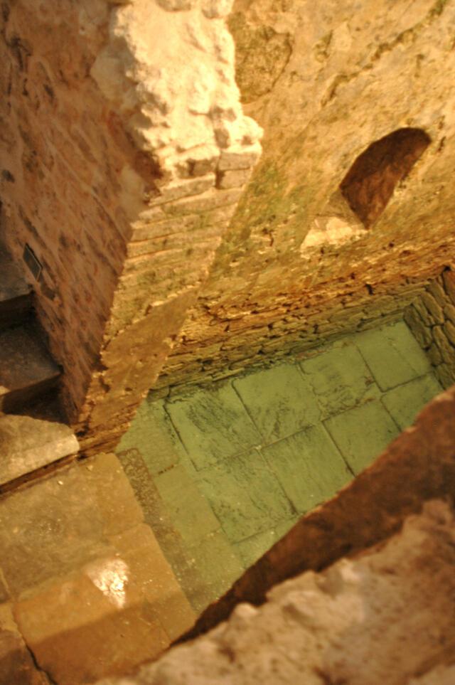 Interior of Nidhe Israel Mikveh in Bridgetown, Barbados from above