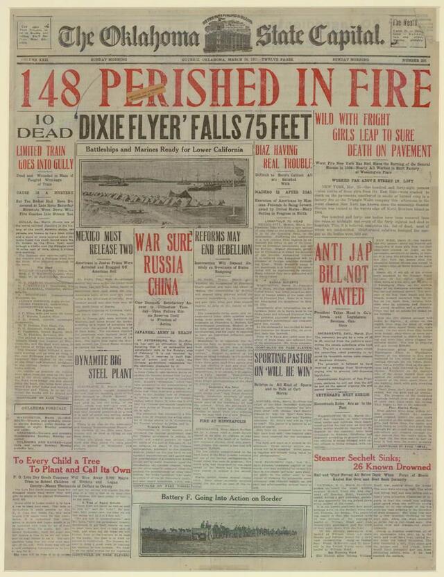 Triangle Factory Fire in the Oklahoma State Capital, March 26, 1911