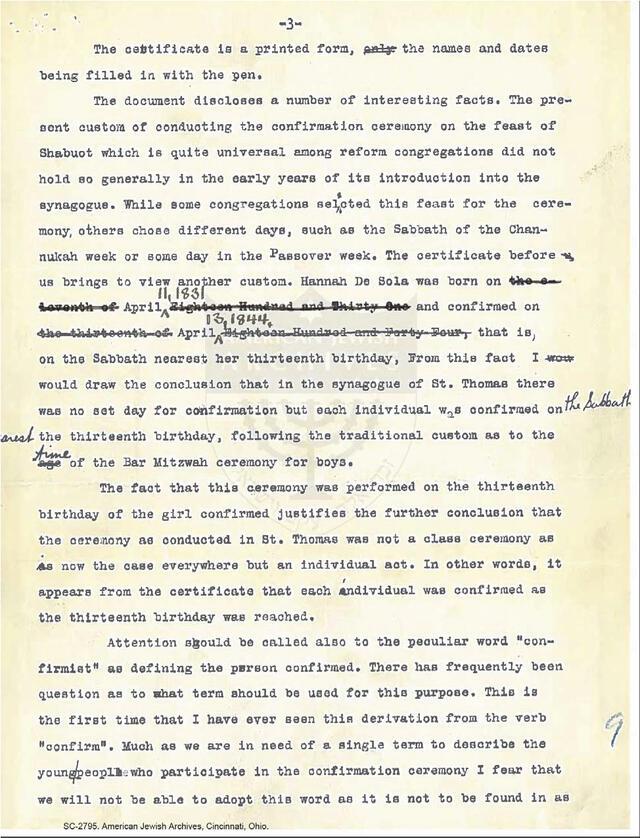 An Early Confirmation Certificate for the Island of St. Thomas, Dutch West Indies by Rabbi David Philipson D.D. (Page 2 of 3)