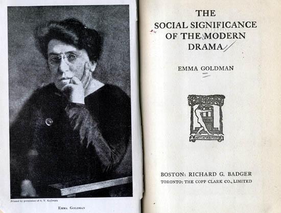 "The Social Significance of the Modern Drama" Cover by Emma Goldman, 1914