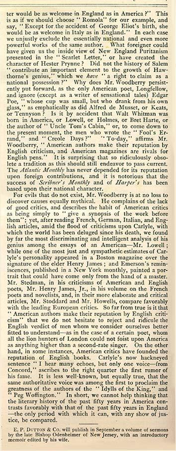 "The Critic" Essay on American Literature by Emma Lazarus, June 18, 1881 (Page 2 of 2)