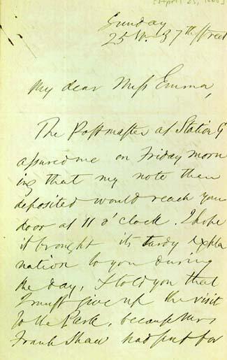 Letter from Ralph Waldo Emerson to Emma Lazarus, page 1