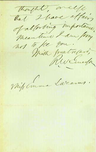 Letter from Ralph Waldo Emerson to Emma Lazarus, page 3