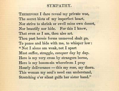 "Sympathy," by Emma Lazarus, 1889
